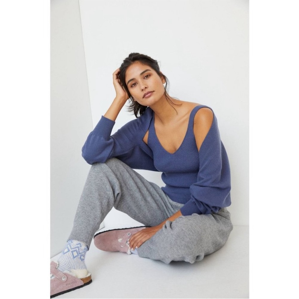 Anthropologie Blue Cutout Sweater